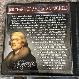 Vintage U.S. Nickel Collector Display Page - Brown & Cream